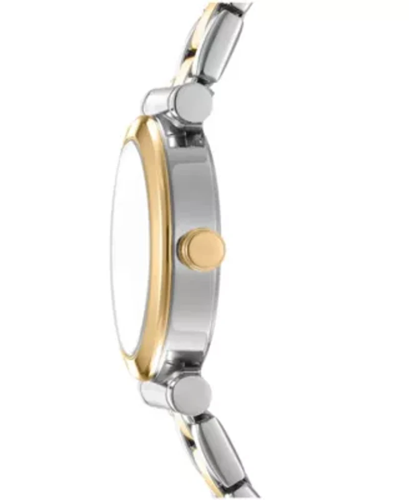 DKNY Women's Essentials Silver Dial Two-Tone Yellow Gold Stainless Steel Bracelet Watch 28mm