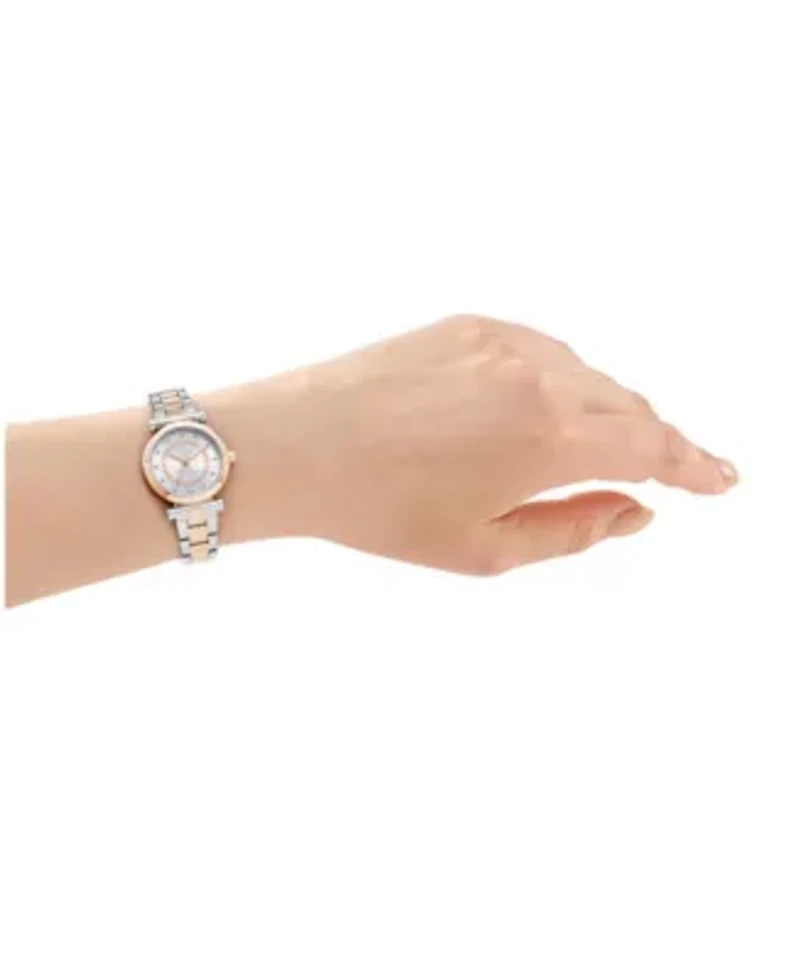 DKNY Women's Essentials Silver Dial Two-Tone Yellow Gold Stainless Steel Bracelet Watch 28mm
