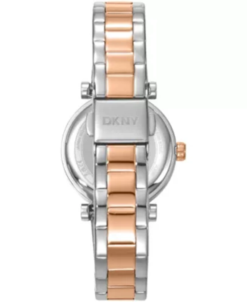 DKNY Women's Essentials Silver Dial Two-Tone Rose Gold Stainless Steel Bracelet Watch 28mm