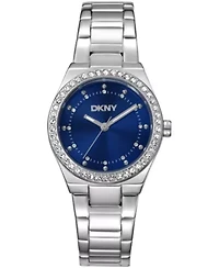 DKNY Women's Blue Dial Crystal Dial Markers Crystal Bezel Stainless Steel Bracelet Watch 30mm 50M
