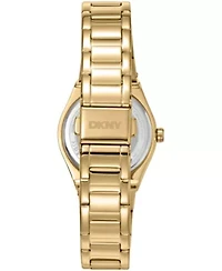 DKNY Women's Silver Dial Crystal Dial Markers Crystal Bezel Gold-Tone Stainless Steel Bracelet Watch 30mm 50M