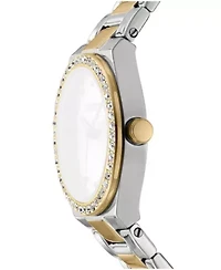 DKNY Women's Crystal Dial Markers Crystal Bezel Two-Tone Gold Stainless Steel Bracelet Watch 30mm 50M