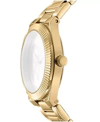 DKNY Women's Jewel-Encrusted Dial Gold-Tone Stainless Steel Bracelet Watch 33mm 50M