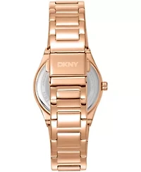 DKNY Women's Jewel-Encrusted Dial Red-Gold Tone Stainless Steel Bracelet Watch 33mm 50M