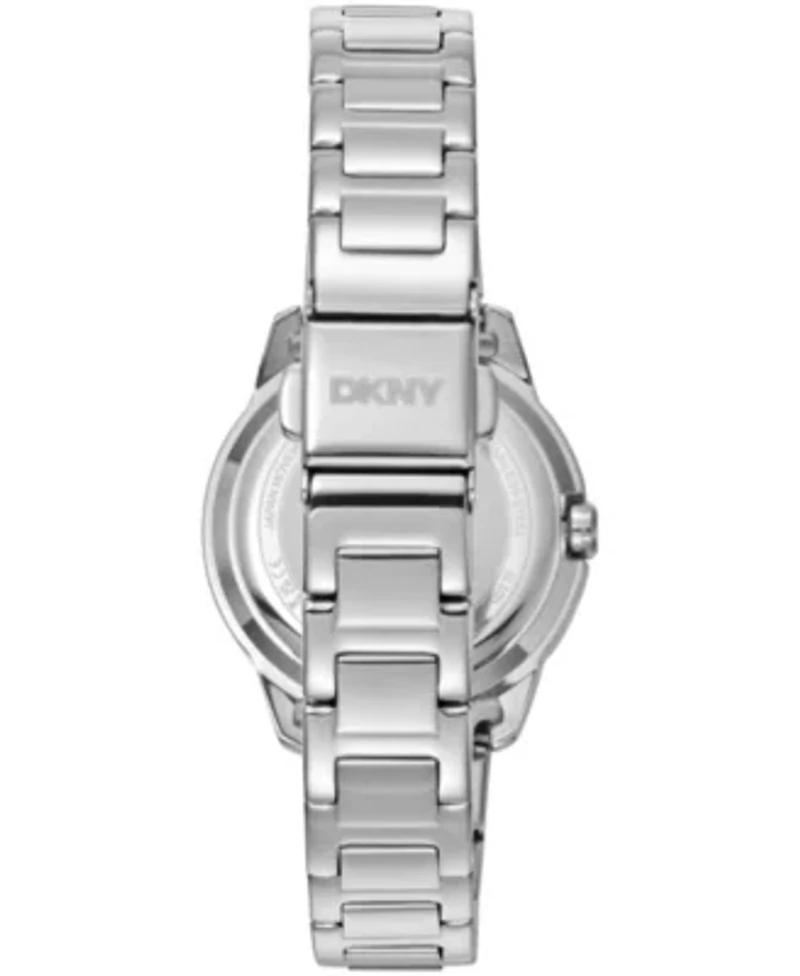 DKNY Women's Silver Dial Crystal Bezel Stainless Steel Bracelet Watch 30mm 50M