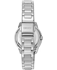 DKNY Women's Silver Dial Crystal Bezel Stainless Steel Bracelet Watch 30mm 50M