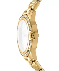 DKNY Women's Champagne Dial Crystal Bezel Gold-Tone Stainless Steel Bracelet Watch 30mm 50M