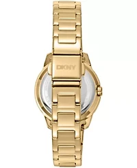 DKNY Women's Green Dial Crystal Bezel Gold-Tone Stainless Steel Bracelet Watch 30mm 50M