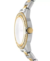DKNY Women's Green Dial Crystal Bezel Two-Tone Gold Stainless Steel Bracelet Watch 30mm 50M