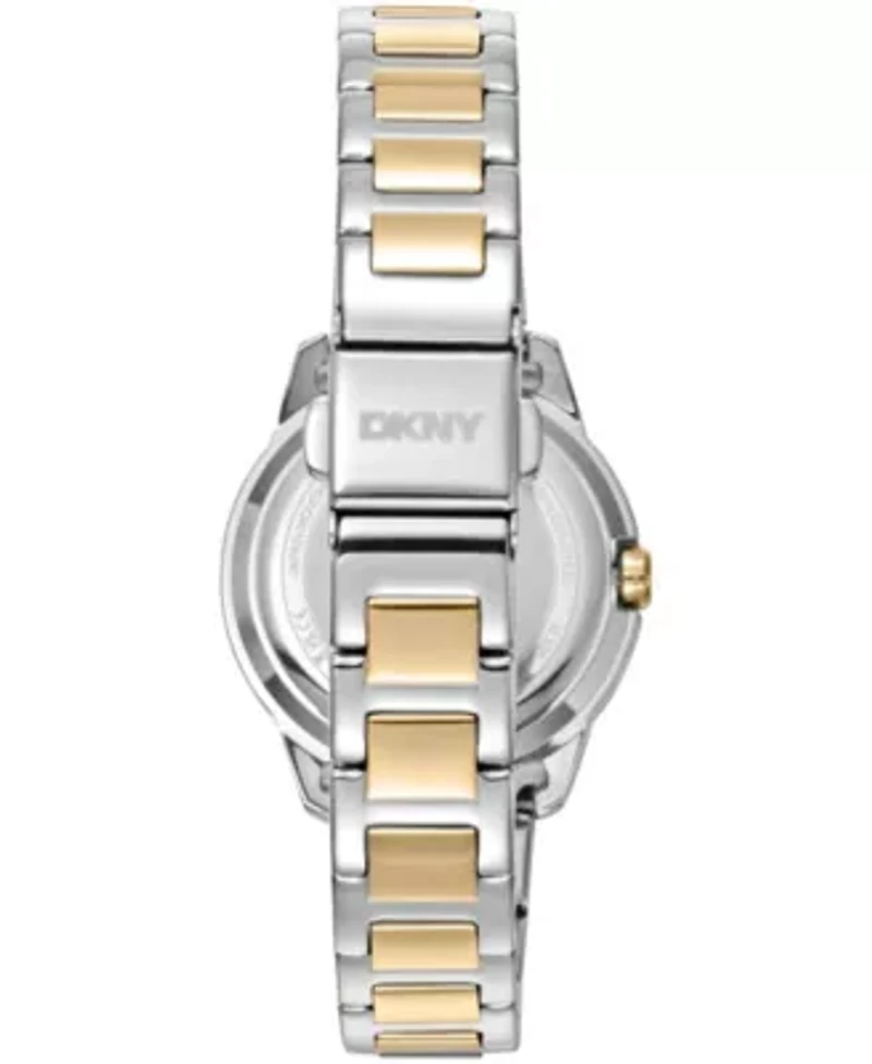 DKNY Women's Green Dial Crystal Bezel Two-Tone Gold Stainless Steel Bracelet Watch 30mm 50M