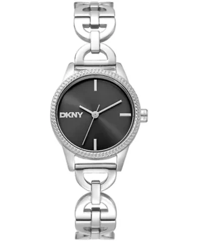 DKNY Women's Open Link Black Dial Stainless Steel Bracelet Watch 26mm