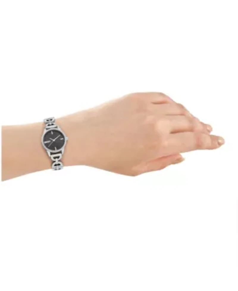 DKNY Women's Open Link Black Dial Stainless Steel Bracelet Watch 26mm