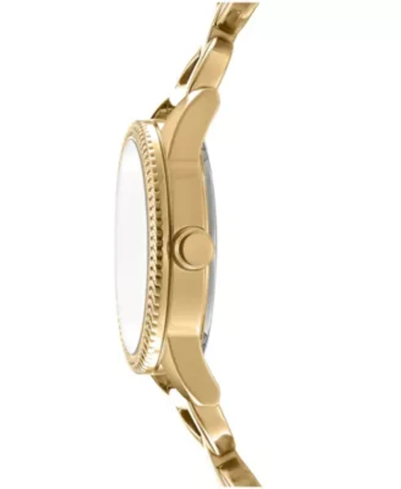 DKNY Women's Open Link Champagne Dial Gold-Tone Stainless Steel Bracelet Watch 26mm