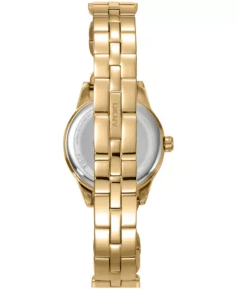 DKNY Women's Open Link Champagne Dial Gold-Tone Stainless Steel Bracelet Watch 26mm