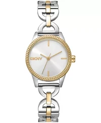 DKNY Women's Open Link Silver Dial Two-Tone Stainless Steel Bracelet Watch 26mm