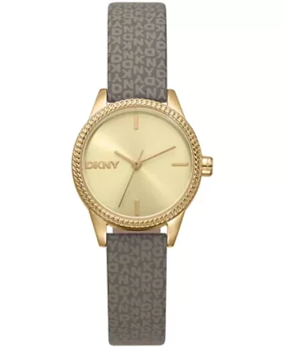 DKNY Women's Milanese Champagne Dial Light Brown Strap Gold-Tone Stainless Steel 26mm