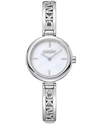 DKNY Women's Silver Dial Stainless Steel Crystal Accented Jewelry Bracelet Watch 26mm 50M