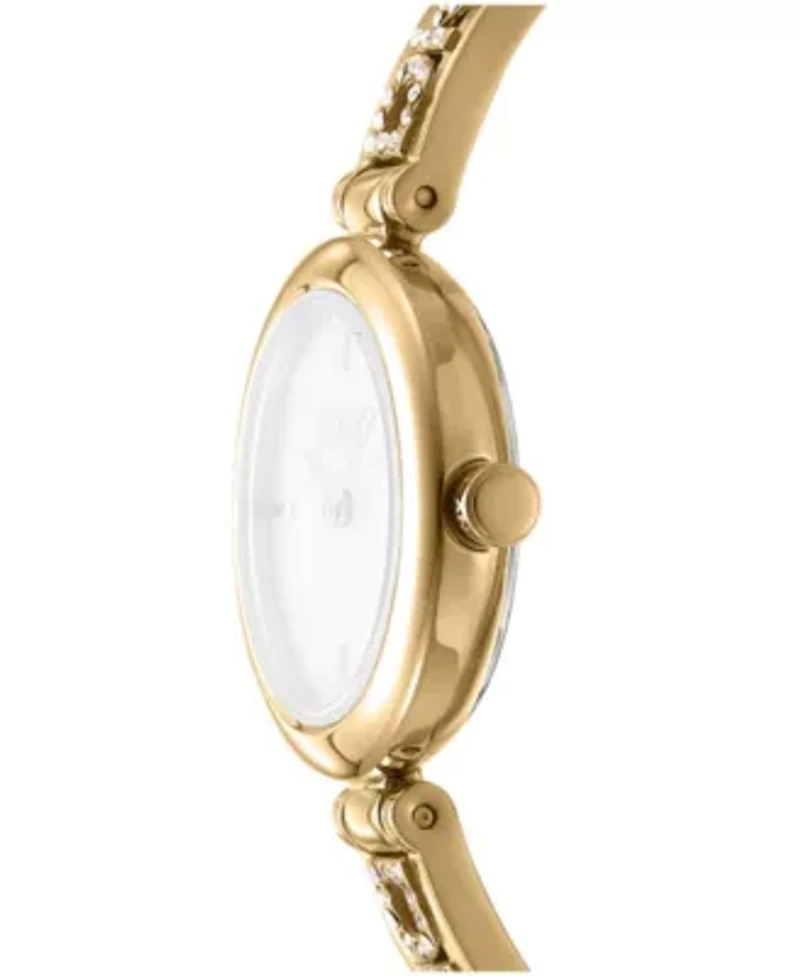 DKNY Women's Silver Dial Gold-Tone Stainless Steel Crystal Accented Jewelry Bracelet Watch 26mm 50M