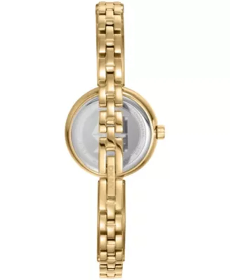 DKNY Women's Silver Dial Gold-Tone Stainless Steel Crystal Accented Jewelry Bracelet Watch 26mm 50M
