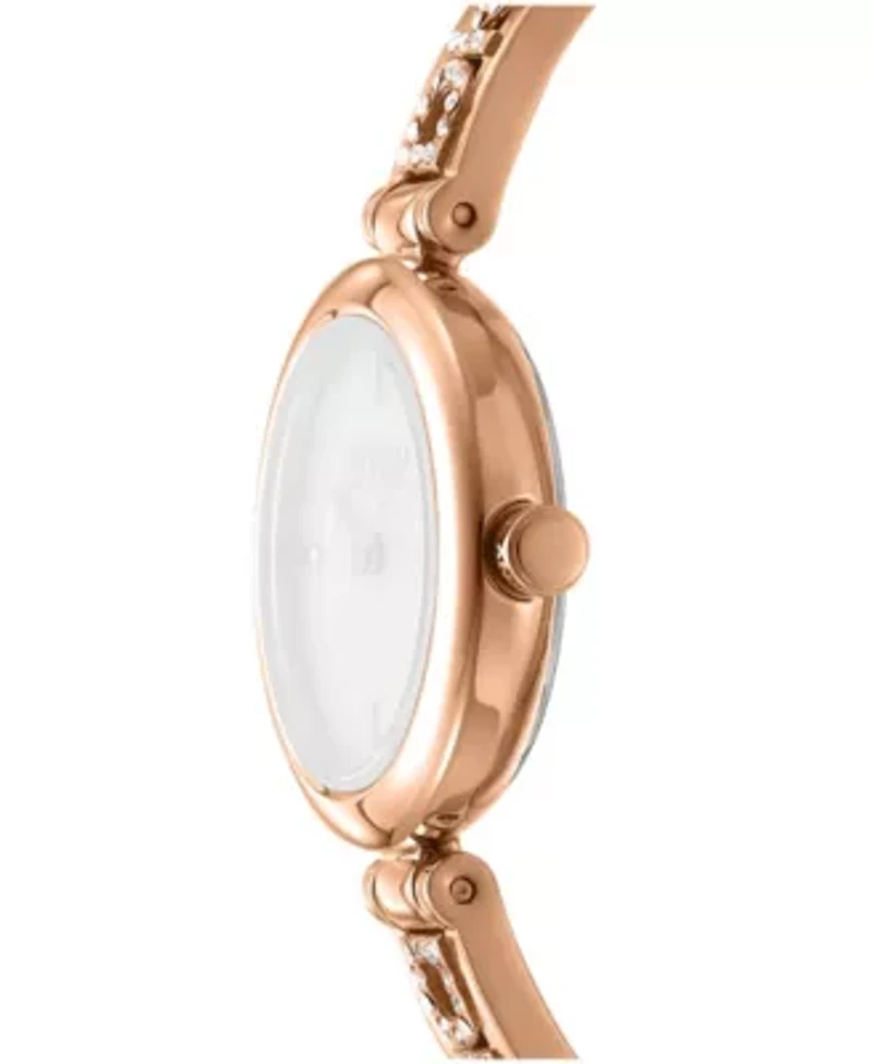 DKNY Women's Silver Dial Gold-Tone Stainless Steel Crystal Accented Jewelry Bracelet Watch 26mm 50M