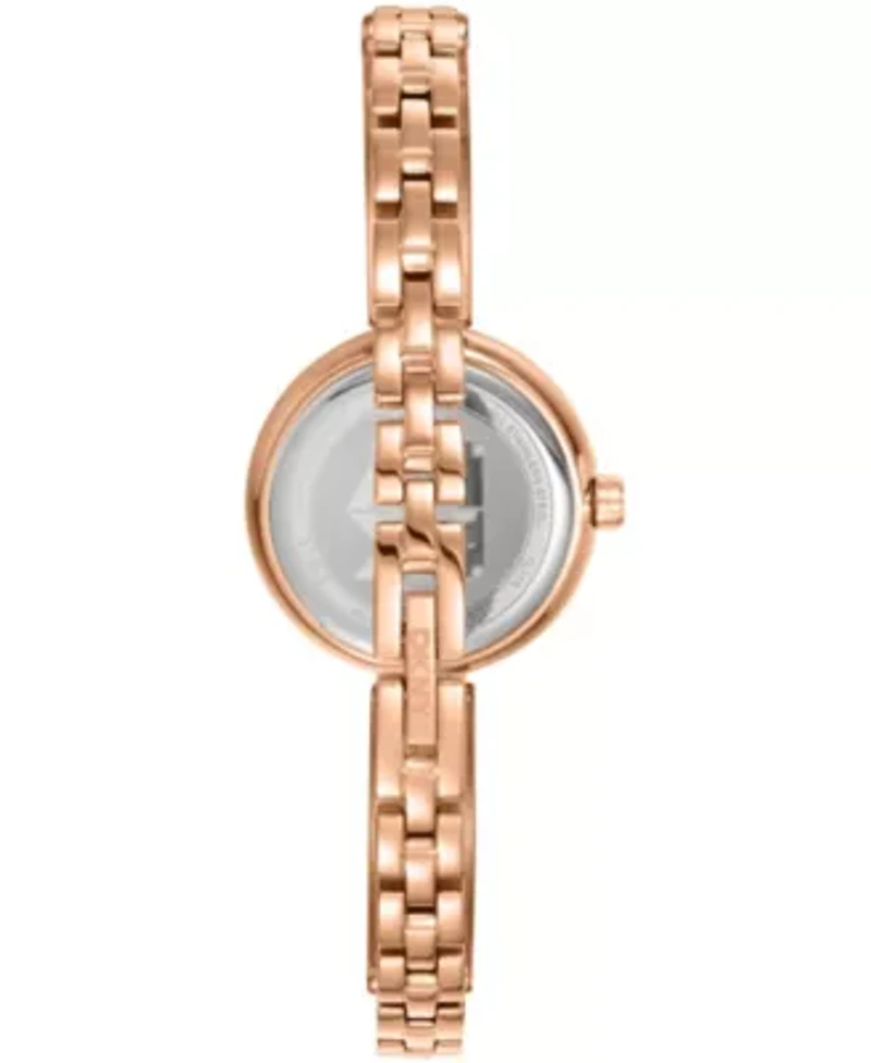 DKNY Women's Silver Dial Gold-Tone Stainless Steel Crystal Accented Jewelry Bracelet Watch 26mm 50M