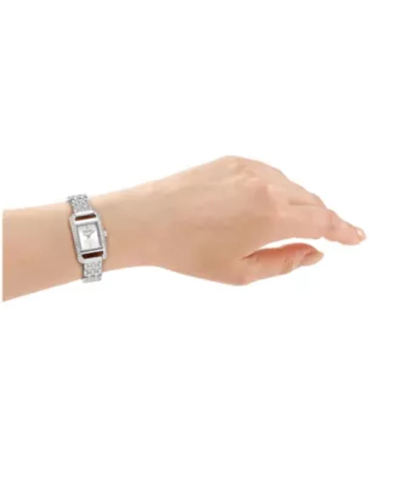 DKNY Women's Signature Shape Silver Dial Stainless Steel Bracelet Watch 20x33mm