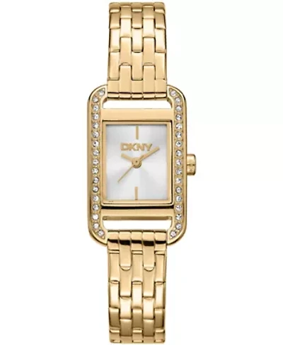 DKNY Women's Signature Shape Silver Dial Gold-Tone Stainless Steel Braclet Watch 20x33mm