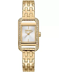 DKNY Women's Signature Shape Silver Dial Gold-Tone Stainless Steel Braclet Watch 20x33mm