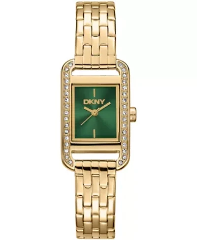 DKNY Women's Signature Shape Green Dial Gold-Tone Stainless Steel Bracelet Watch 20x33mm