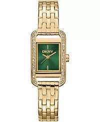 DKNY Women's Signature Shape Green Dial Gold-Tone Stainless Steel Bracelet Watch 20x33mm