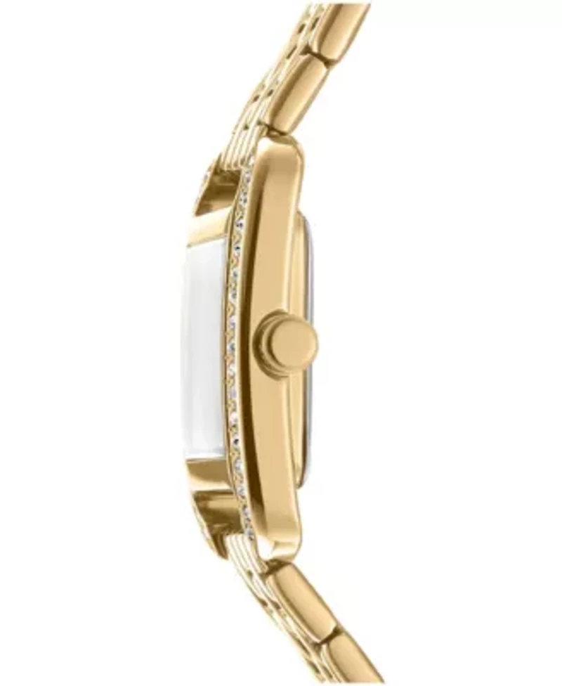DKNY Women's Signature Shape Green Dial Gold-Tone Stainless Steel Bracelet Watch 20x33mm