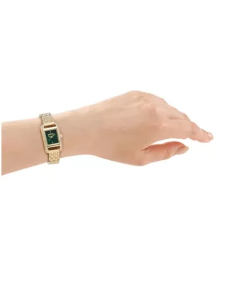 DKNY Women's Signature Shape Green Dial Gold-Tone Stainless Steel Bracelet Watch 20x33mm