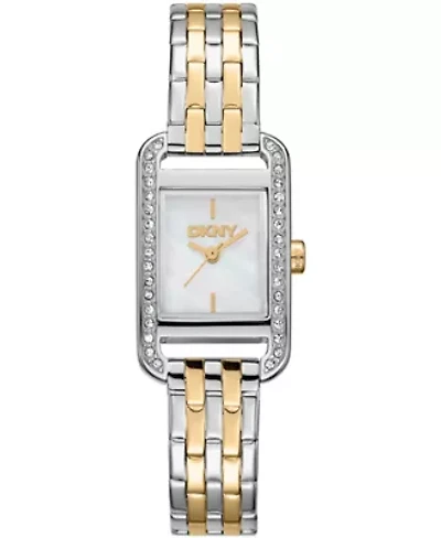 DKNY Women's Signature Shape Silver Dial Two-Tone Stainless Steel Bracelet Watch 20x33mm