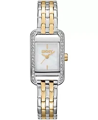 DKNY Women's Signature Shape Silver Dial Two-Tone Stainless Steel Bracelet Watch 20x33mm