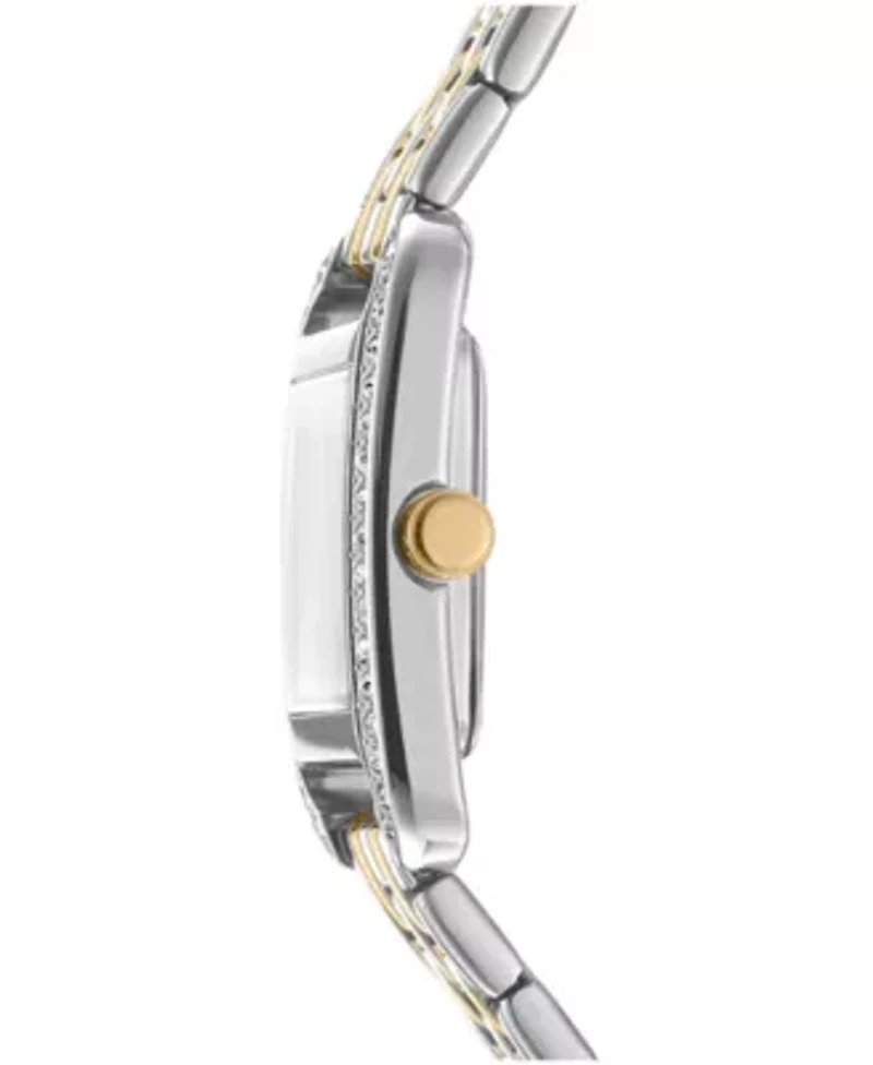 DKNY Women's Signature Shape Silver Dial Two-Tone Stainless Steel Bracelet Watch 20x33mm