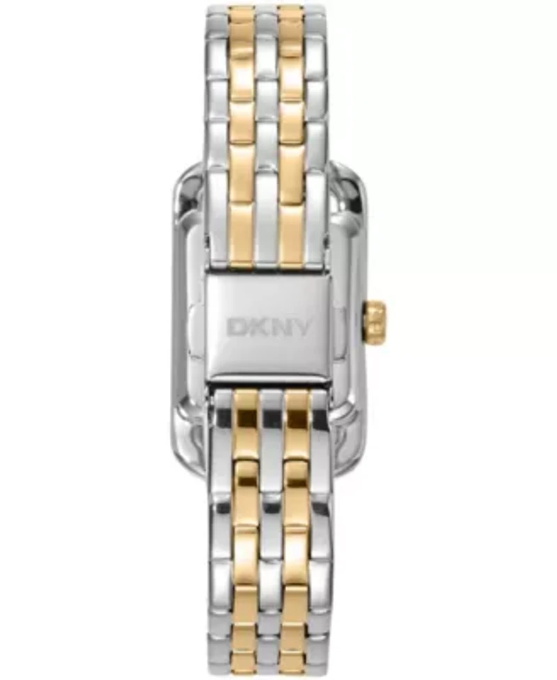 DKNY Women's Signature Shape Silver Dial Two-Tone Stainless Steel Bracelet Watch 20x33mm