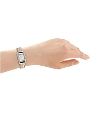 DKNY Women's Signature Shape Silver Dial Two-Tone Stainless Steel Bracelet Watch 20x33mm