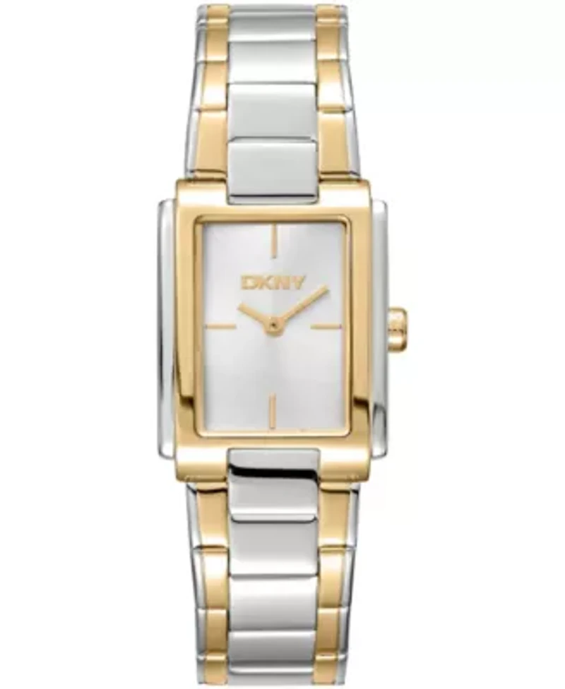 DKNY Women's Silver Dial Two-Tone Gold Stainless Steel Bracelet Watch 23 x 30mm 30M