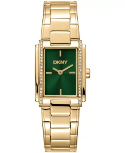 DKNY Women's Dark Green Dial Crystal Accented Case Gold-Tone Stainless Steel Bracelet Watch 23 x 30mm 30M