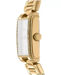 DKNY Women's Dark Green Dial Crystal Accented Case Gold-Tone Stainless Steel Bracelet Watch 23 x 30mm 30M