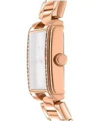 DKNY Women's Dark Blue Dial Crystal Accented Case Rose-Gold Tone Stainless Steel Bracelet Watch 23 x 30mm 30M