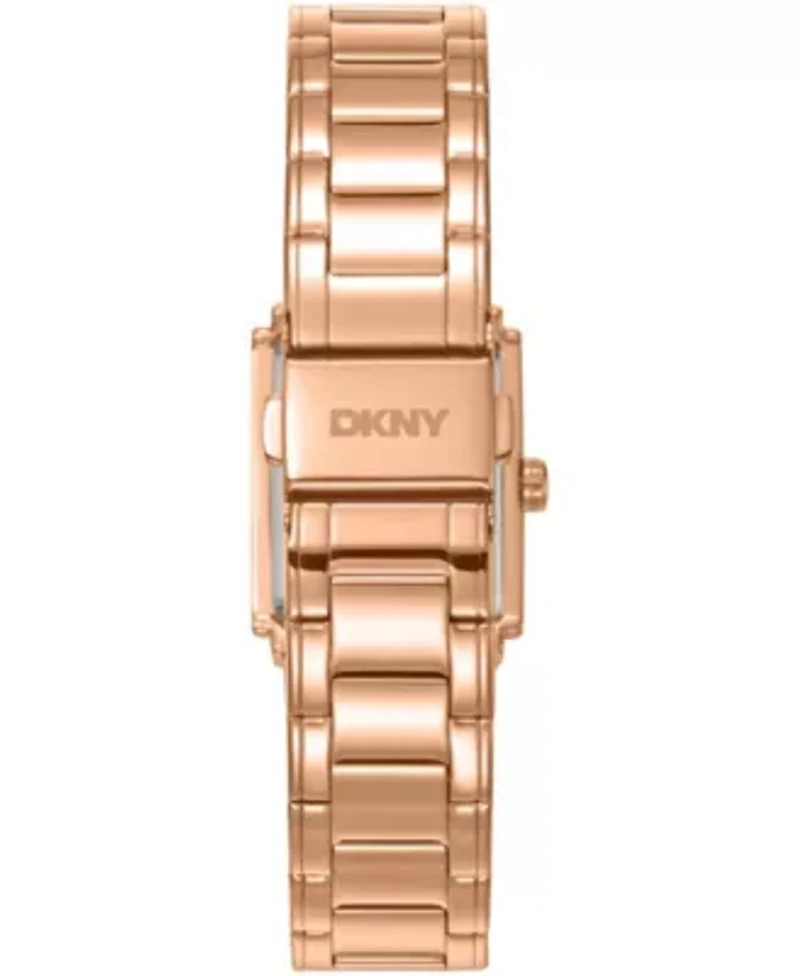 DKNY Women's Dark Blue Dial Crystal Accented Case Rose-Gold Tone Stainless Steel Bracelet Watch 23 x 30mm 30M