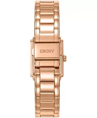 DKNY Women's Dark Blue Dial Crystal Accented Case Rose-Gold Tone Stainless Steel Bracelet Watch 23 x 30mm 30M