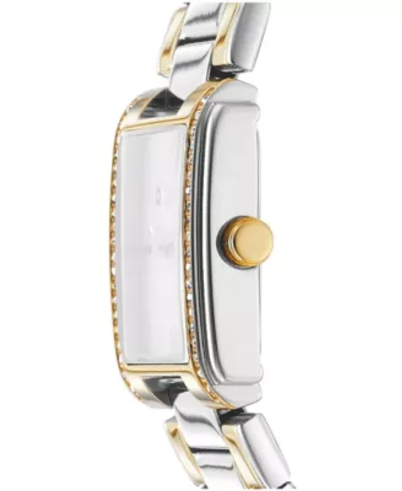 DKNY Women's White MOP Dial Crystal Accented Case Two-Tone Gold Stainless Steel Bracelet Watch 23 x 30mm 30M