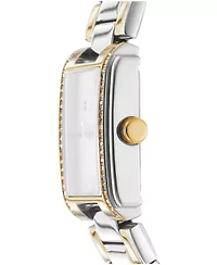 DKNY Women's White MOP Dial Crystal Accented Case Two-Tone Gold Stainless Steel Bracelet Watch 23 x 30mm 30M