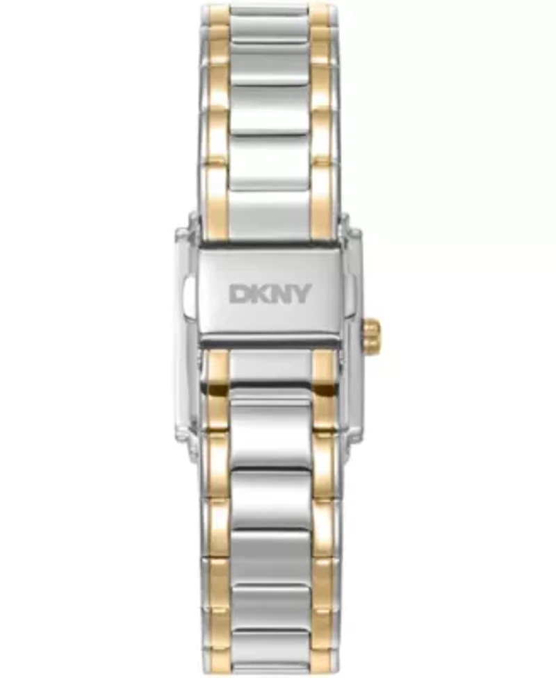 DKNY Women's White MOP Dial Crystal Accented Case Two-Tone Gold Stainless Steel Bracelet Watch 23 x 30mm 30M