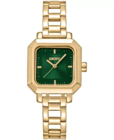 DKNY Women's Green Dial Open Link Gold-Tone Stainless Steel Bracelet Watch 27 x 27mm 30M