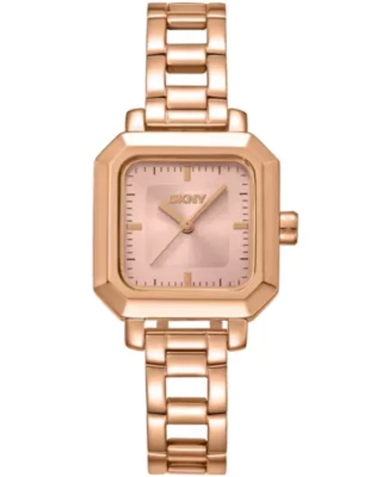 DKNY Women's Rose Gold Dial Open Link Rose-Gold Tone Stainless Steel Bracelet Watch 27 x 27mm 30M