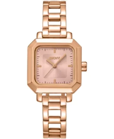 DKNY Women's Rose Gold Dial Open Link Rose-Gold Tone Stainless Steel Bracelet Watch 27 x 27mm 30M