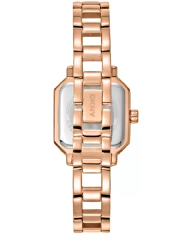 DKNY Women's Rose Gold Dial Open Link Rose-Gold Tone Stainless Steel Bracelet Watch 27 x 27mm 30M